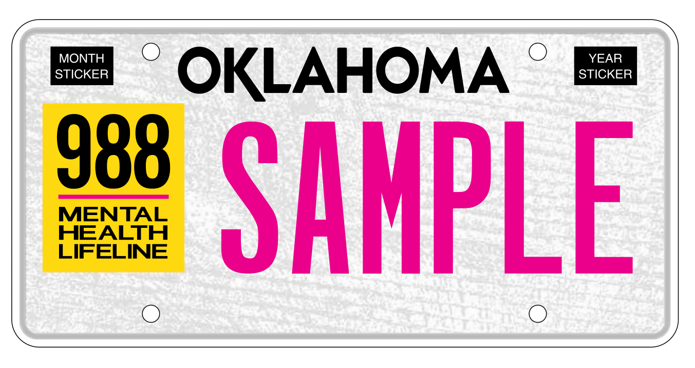 988 Oklahoma Mental Health License Plate